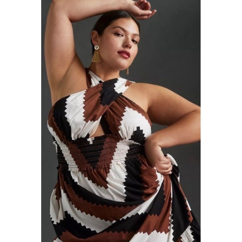 Plenty by Tracy Reese Anthropologie Chevron Stripe Halter Maxi Dress 2X Plus NEW - Picture 2 of 11